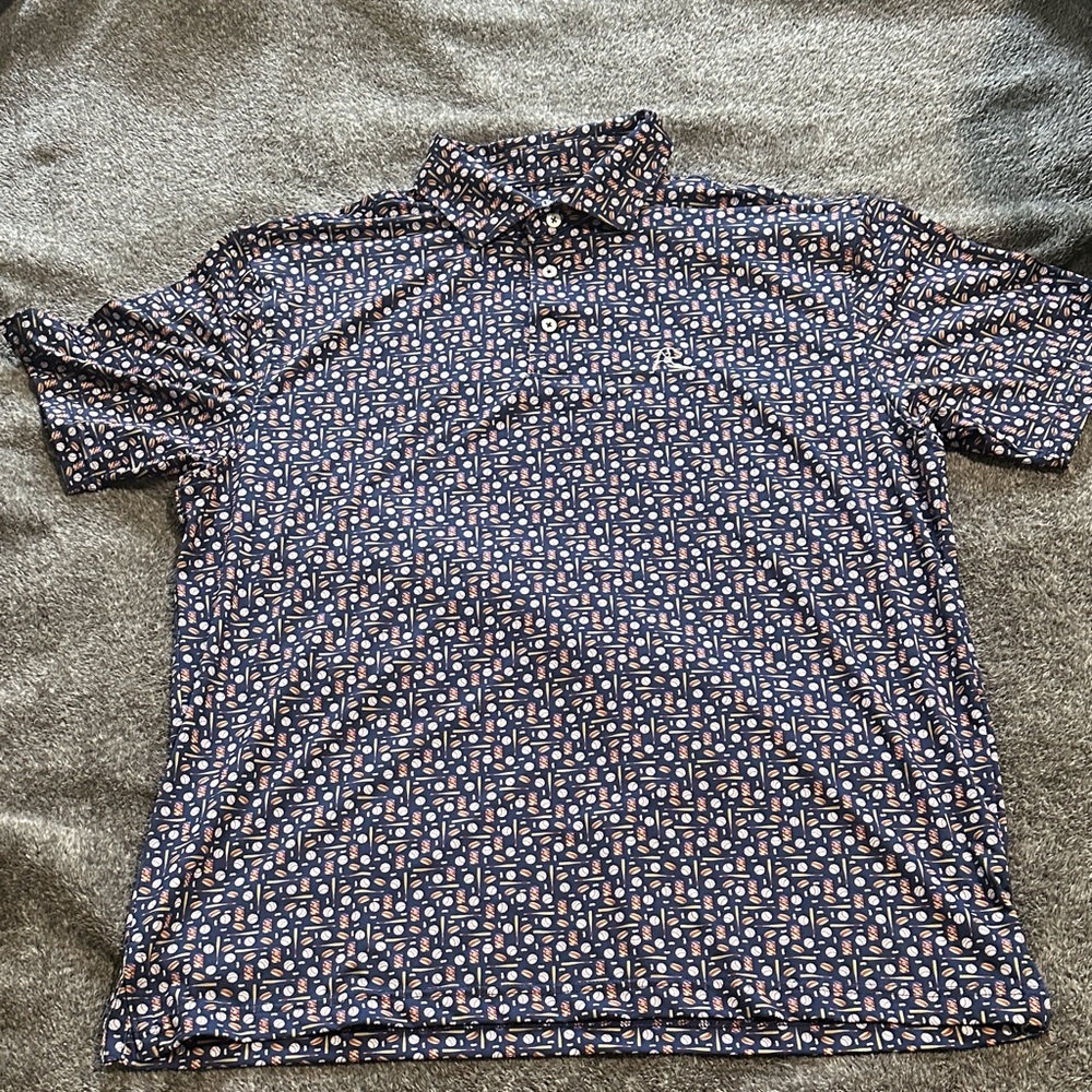 Rhoback Navy and White Patterned Polo